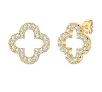 Yokoamii Ohrstecker aus Messing in gelbgold mit Zirkonia 10,6 mm Damen