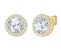 Yokoamii Ohrstecker aus Messing in gelbgold mit Zirkonia 8,8 mm Damen