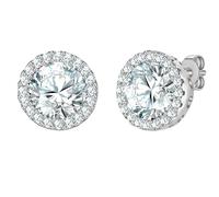 Yokoamii Ohrstecker aus Messing in silber mit Zirkonia 8,8 mm Damen