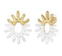 Yokoamii Ohrstecker aus Metall-Legierung in Gelbgold mit Perle (synth.) 38,1 mm Damen