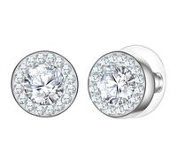 Yokoamii Ohrstecker aus Metall-Legierung in Silber mit Glaskristall 11,3 mm Damen