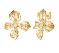 Yokoamii Ohrstecker Blume aus Metall-Legierung in gelbgold mit Perle (synth.) 30,5 mm Damen