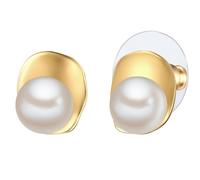 Yokoamii - Ohrstecker Metall Süßwasser-Zuchtperle in Gelbgold Ohrringe Damen