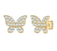 Yokoamii Ohrstecker Schmetterling aus Messing in gelbgold mit Zirkonia 8,0 mm Damen