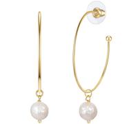 Yokoamii Perlen-Creolen aus Messing in Gelbgold mit Süßwasser-Zuchtperle 56,3 mm Damen