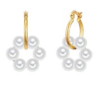 Yokoamii - Perlen-Creolen Metall-Legierung Muschelkernperle in Gelbgold Ohrringe Damen