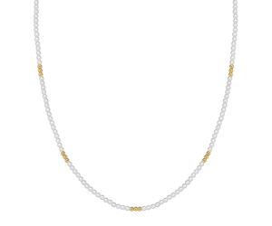 Yokoamii Perlen-Kette aus Metall-Legierung in Gelbgold mit Perle (synth.) 45,0 cm Basiskette + 5,0 Verlängerung Damen