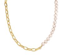 Yokoamii Perlen-Kette aus Metall-Legierung in Gelbgold mit Süßwasser-Zuchtperle 47,5 cm Damen