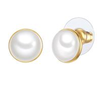 Yokoamii Perlen-Ohrstecker aus Metall-Legierung in Gelbgold mit Glasperle 10,6 mm Damen