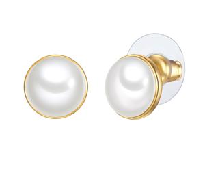 Yokoamii Perlen-Ohrstecker aus Metall-Legierung in Gelbgold mit Glasperle 10,6 mm Damen