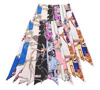 Yolev 12 Stück Seidentuch Damen Satin Mode Schmaler Tragegriff Taschenhenkel Wickelband Schal Seidentuch Haare Seidenschal Damen Seidentücher Haartuch Damen