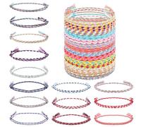 Yolev 30 Stück Gewebte Wickel Geflochtenes Freundschaftsbänder, Buntes Handgefertigtes Freundschaftsarmband Damen, Verstellbare Freundschaftsarmbänder, Stapelbare Armband Freundschaft, Wellenarmband