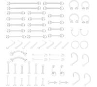 Yolev 60 Stück Klare Piercing Retainer, Plastik Piercing Platzhalter, Schmuck für Op, für Brustwarze, Zunge, Nase, Septum, Augenbraue, Bauchnabel, Knorpel, Tragus, Ohrringe, Industrielle Lippen