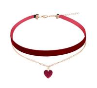 Yolev Choker Halsband Rot Samt Halskette Klassische Samt Herz Halskette Geschichtet Verstellbare Halsband Damen Schmuck für Mädchen Gothic Choker Kette Rot Damen 90er Deko