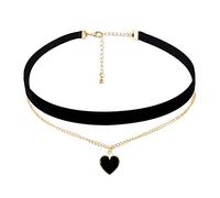 Yolev Choker Halsband Schwarz Samt Halskette Klassische Samt Herz Halskette Geschichtet Verstellbare Halsband Damen Schmuck für Mädchen Gothic Choker Kette Schwarz Damen 90er Deko