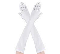 Yolev Damen Lange Handschuhe Satin 1920er Jahre Vintage Opernhandschuhe Weiße Braut Hochzeits Handschuhe Ellenbogenlange Elastische Handschuhe