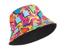 Yolev Fischerhut Damen Sonnenhut Retro 80er 90er Jahre Bucket Hat Faltbar Outdoor Visier Anglerhut Wendbar Festival Rave Lustiger Sommer Strand Angelhut Sonnenhut Herren Fischermütze