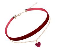 Yolev Herz samt Choker Kette Damen, Schwarz Rot Halsband, Samtkette Mit Herzanhänger, Doppellagiger Verstellbarer Halsketten für Frauen Damen, Gothic Kette 90er Deko (29,5-36,5 Cm)