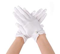 Yolev Weiße Blau Schwarz Handschuh Kurze Satin Handschuhe Damen Elegant Brauthandschuhe Blumenhandgelenk Spitzenhandschuhe Höflichkeits Sommer Hochzeits Oper Dinner Handschuhe