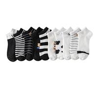 Yolhloy 10 Paar Sneaker Socken Damen Baumwolle, Süße Kurze Socken Füßlinge mit Mustern, Freizeitsocken Weichen Sportsocken fur Damen Mädchen