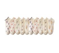 Yolhloy 10 Paar Sneaker Socken Damen Baumwolle, Süße Kurze Socken Füßlinge mit Mustern, Freizeitsocken Weichen Sportsocken fur Damen Mädchen