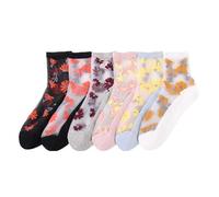 Yolhloy 5 Paare Damen Mesh Socken Spitze Blume Stickerei Transparente Socken Dünne Sommer Jacquard Kristall Glas Durchsichtig Söckchen für Frauen und Mädchen