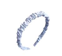 YolieraArt Gerafftes Haarband, Satin-Falten-Stirnband mit gerüschtem Design, modischer Stoff-Haarreifen für Damen und Mädchen, für den täglichen Gebrauch (2# Cremeblau)