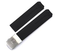 YOLIONU Für Tissot T-TOUCH T013 T047 T048 T033T04 T091 T013420A Weiches Silikonkautschuk-Uhrenarmband, Sport, wasserdichtes Uhrenarmband(Black-silver,21mm)