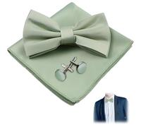 Yoljun Fliege Herren, Fliege mit Einstecktuch aus Seide, Elegantes Herren Set, MitTaschentuch Manschettenknöpfen Seidenfliege für Hemd und Anzug oder Smoking