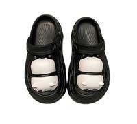 YOMACY Cartoon-Panda-Hausschuhe mit LED-Lichtern, leuchtende Hausschuhe, EVA-Strand-/Pool-Sandalen, Sommer, Hausschuhe, für Damen und Herren, für Paare, drinnen und draußen, Schwarz , 40 2/3 EU