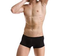 Yomie Boxershorts Herren Retroshorts Unterhosen Unterwäsche Retropants Männer in Klassischen Farben, Schwarz, L