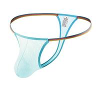 Yomie Herren Ultra-dünner transparenter sexy String Low Rise Perspective gestreifter String für Männer