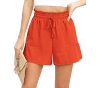 Yommay Sommer Kurze Hose für Damen Casual Bequem Sport Gym Pyjama ShortsFrauen Kordelzug Taschen Locker Kurzhosen,Koralle,3XL