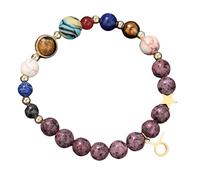 YONGHONGKEJI Armband mit 12 Sternbildern für Damen Acht Planeten Schutzstern Armbänder Naturstein Perlenarmbänder für Herren Elastische Kugellager Manschettenarmreif Schmuck Geschenke Stier