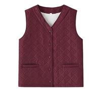 YONGHONGKEJI Fleeceweste DamenWeste für Ältere Frauen Mittleren Alters Aus Fleece, Wärmer, Ärmellos, Wattierter Mantel, V Ausschnitt, Knopf, Blumenmuster, Jacquard Weste, Jacke, Wärmende Oberte