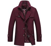 YONGHONGKEJI Herren Wintermantel Aus Wolle mit Abnehmbarem Innenkragen Warmer Lässiger Gesteppter Trenchcoat mit Baumwollfutter Herrenjacke Wintermantel 80% Wolle Winddicht Kamel Größe Xxl