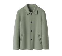 YONGHONGKEJI Kurzer Herren Wollmantel 100% Wolle Trenchcoat Normale Passform Einreihig Winddicht für Winter Herbst Freizeit Business Hochzeit Anzug Blazer Salbeigrün Größe S