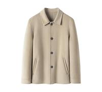 YONGHONGKEJI Kurzer Herren Wollmantel 100% Wolle Trenchcoat Normale Passform Einreihig Winddicht Winter Herbstjacke Freizeit Business Hochzeitsblazer Khaki Größe Xxs