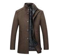 YONGHONGKEJI Kurzer Herren Wollmantel mit Daunenweste Dicker Wollmantel Einreihiger Cabanmantel Windbreaker Winter Herbstmantel Freizeit Business Wollmantel Oberbekleidung Kamel Xl