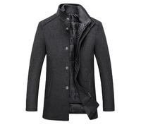 YONGHONGKEJI Kurzer Herren Wollmantel mit Daunenweste Dicker Wollmantel Einreihiger Cabanmantel Windbreaker Winter Herbstmantel Freizeit Business Wollmantel Oberbekleidung Grau Größe S