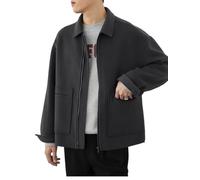YONGHONGKEJI Kurzer Herren Wollmantel Modische Bomberjacke mit Reißverschluss Trenchcoat Aus Wolle Warmer Windbreaker Peacoat Winter Herbst Freizeit Business Wollmantel Oberbekleidung Grau Größe S
