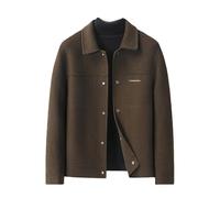 YONGHONGKEJI Kurzer Herren Wollmantel Winter Herbst Bomberjacke mit Reißverschluss 100% Wolle Trenchcoat Warmer Windbreaker Peacoat Lässiger Business Wollmantel Oberbekleidung Kaffeebraun Xl