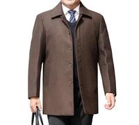 YONGHONGKEJI Kurzer Warmer Herren Wollmantel Lässiger Wintermantel Trenchcoat Einreihiger Business Wintermantel Aus Wollmischung Winddicht Gelb Größe 3Xl