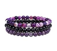 YONGHONGKEJI Naturstein Armband Damen 3 Handgefertigte Armbänder Aus Natursteinperlen Für Damen Meditations Yoga Und Stretch Armreifen Aus Kristall Spiritueller Schmuck Geschenk Für Mütter Väter Freu