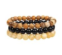 YONGHONGKEJI Naturstein Armband Damen 3 Handgefertigte Armbänder Aus Natursteinperlen Für Damen Meditations Yoga Und Stretch Armreifen Aus Kristall Spiritueller Schmuck Geschenk Für Mütter Väter Freu
