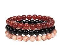 YONGHONGKEJI Naturstein Armband Damen 3 Handgefertigte Armbänder Aus Natursteinperlen Für Damen Meditations Yoga Und Stretch Armbänder Aus Kristallen Spiritueller Schmuck Geschenk Für Mütter Väter F