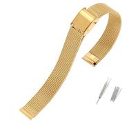 YONGNAGUI NASUNJIA Hochwertiges Universal-Edelstahl-Metall-Armband, schmal, 8 mm, 10 mm, 12 mm, 14 mm, 16 mm, 18 mm, 20 mm, 22 mm, 24 mm, Milanaise-Armband(Gold,8mm)