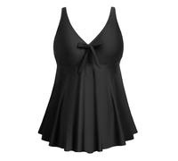 Yonique Tankini-Tops in Übergröße, nur fließende Badeanzüge, langes Badeoberteil, bescheidener Badeanzug, Schwarz, 22 Plus
