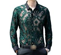 Yonititeee Männer Frauen Durchsichtige Hemden Sexy Kurzarm Nachtclub Fischnetz Spitze Shirt, CS24, L