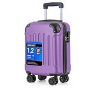 YONSLY Koffer Suitcase S Lila, Trolley Reisekoffer, Rollkoffer Handgepäck mit 4 Rollen 360°, Hartschalenreisekoffer, Zahlenschloss, Weicher Gummigriff